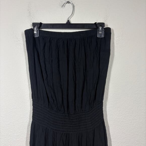 Becca Medium Ponza Bandeau Strapless Swim Coverup Dress Black Smocked Waist - Picture 4 of 9